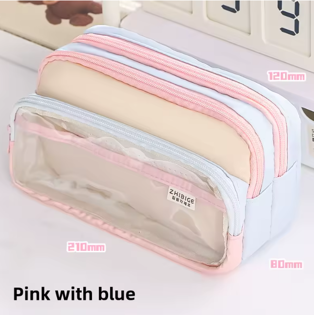 Chic Japanese Color-Block Pencil Pouch: Spacious & Stylish Organization!